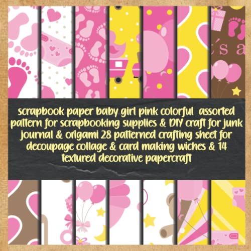 scrapbook paper baby girl pink colorful assorted pattern for