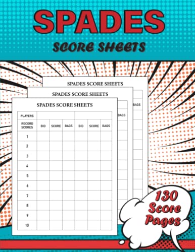 SPADES SCORE SHEETS: 130 Score Pages, Scorekeeping Gift Idea For Your ...
