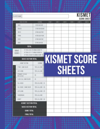 Kismet Score Sheets: Kismet Dice Game Scoring Book by P. MaryLisa ...