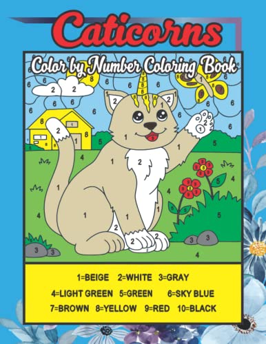 Caticorns Color by Number Coloring Book: Perfect Color by Number Pages ...