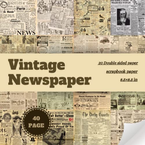 Vintage Newspaper Scrapbook Paper Antique Newspaper Scrapbooking Paper, Double Sided Craft