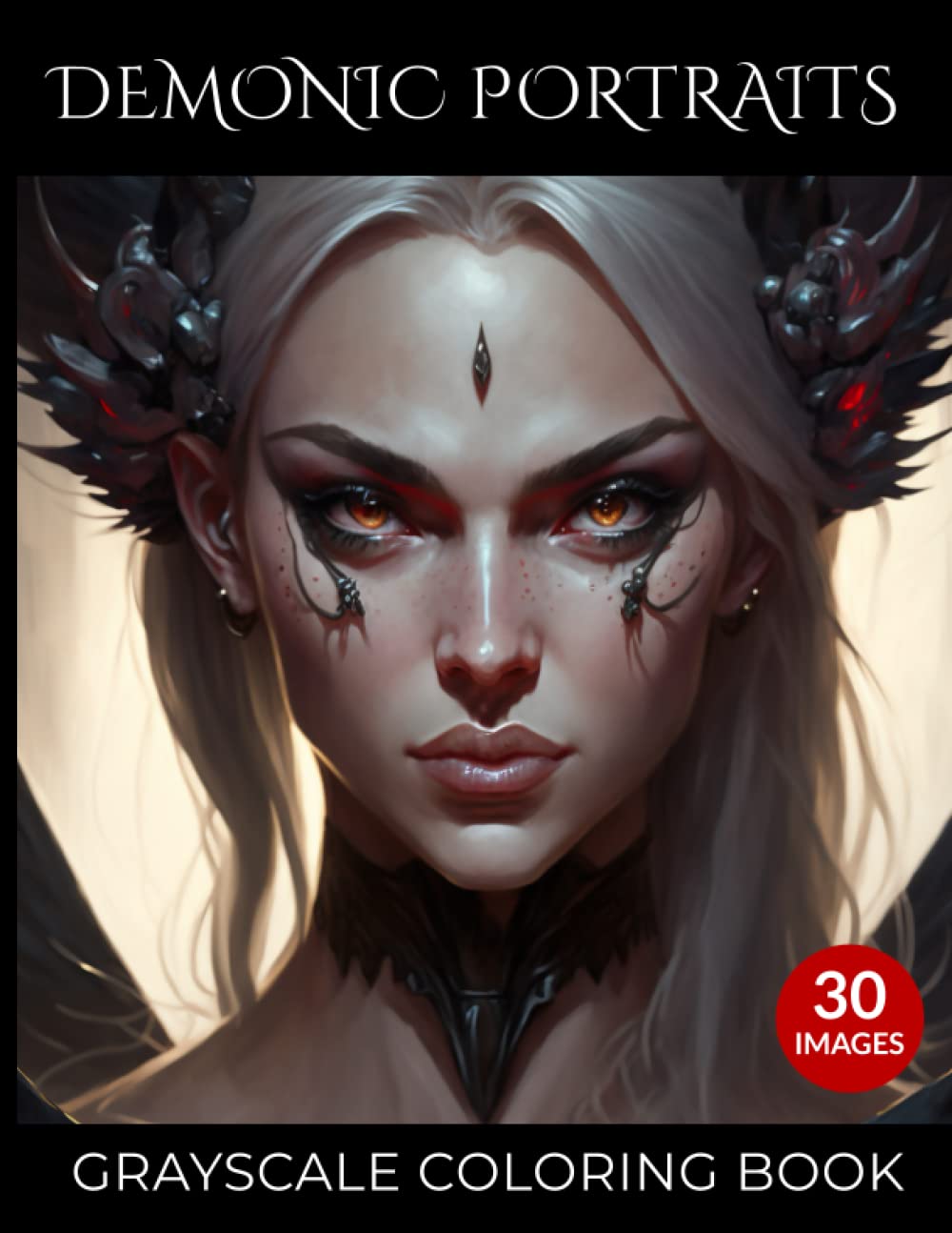 Demonic Portraits Grayscale coloring book for