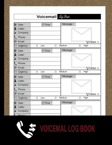Voicemail Log Book: Phone Call, Email, Message Tracker and Notebook ...