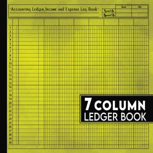 Accounting Ledger 7 Column Log Book Texture yellow vintage old style