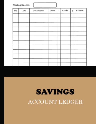 Savings Account Ledger: Simple Accounting Ledger for Bookkeeping ...