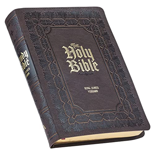 KJV Study Bible, Large Print King James Version Holy Bible, Thumb Tabs, Ribbons, Faux Leather