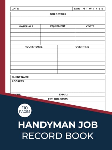 Handyman Job Record Book: Handyman Estimating Book, Tradesman Contract ...