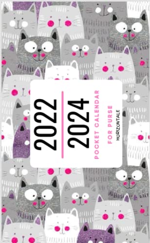HORIZONTAL POCKET CALENDAR 2022 2024 FOR PURSE 2 Year Small Monthly 