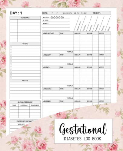 Gestational Diabetes Log Book: Daily Planner for Tracking Food Blood ...