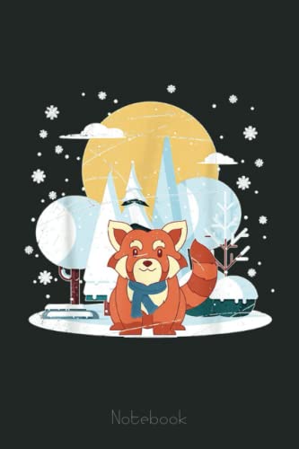 Snowy Winter Animal Snowing Cute Chinese Red Panda Notebook: Cute Red