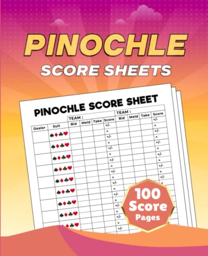 Pinochle Score Sheets: 100 Score Pads for Score Keeping, Pinochle ...