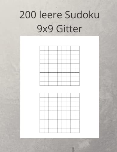 200 leere Sudoku 9x9 Gitter: Blanko-Sudoku-Raster, Blatt Papier, 1