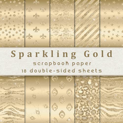Sparkling Gold Scrapbook Paper, 18 Doublesided Sheets for Junk