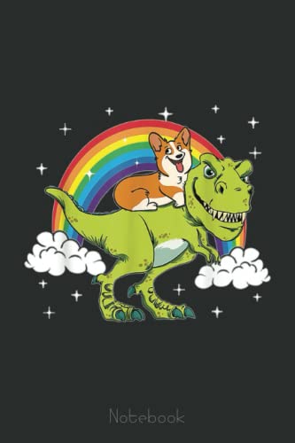 Tyrannosaurus Dinosaur Riding Corgi Dog: Cute Trendy Dinosaur Wide ...