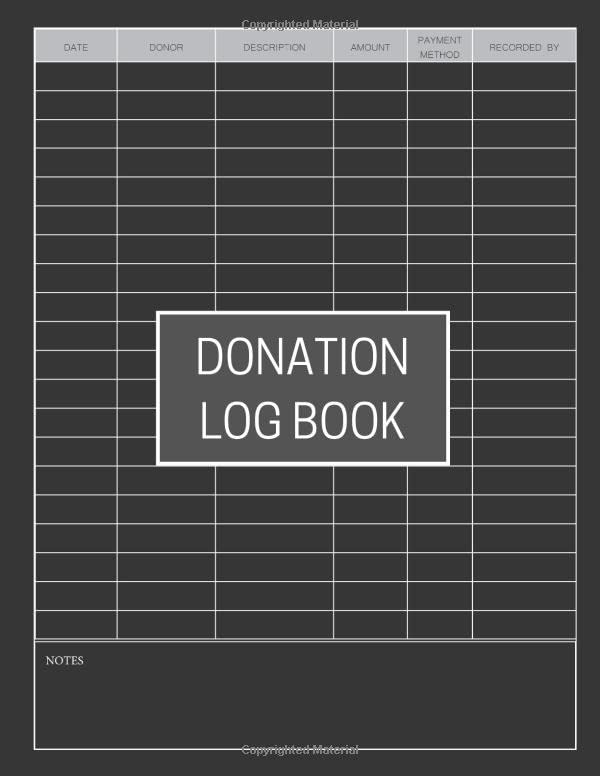 Donation Log Book Track Your Donations, Perfect for Churches and Other