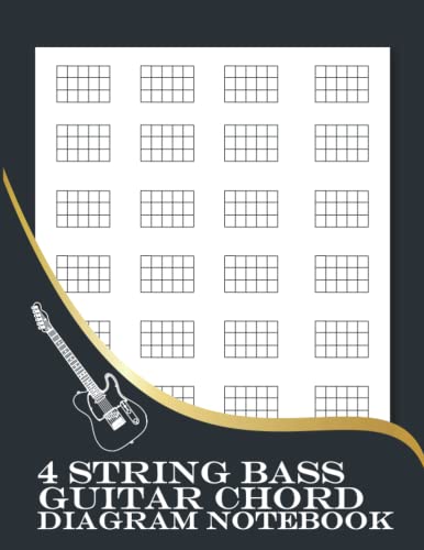 Bass Guitar Chord Diagram Notebook: Blank 4 String Guitar Chord ...