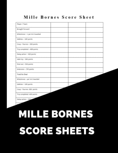 Mille Bornes Score sheets: Game Kit Book, Scoring Sheet For Mille ...