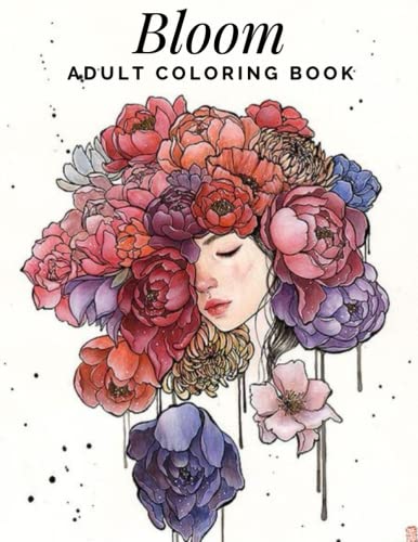 bloom adult coloring book: Easy Flower Coloring Book for Adult ...