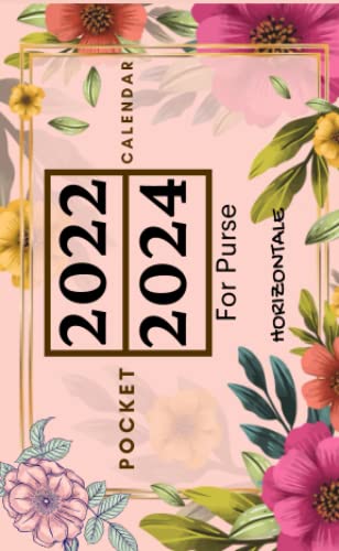 HORIZONTAL POCKET CALENDAR 2022 2024 FOR PURSE 3 Year Monthly Pocket 