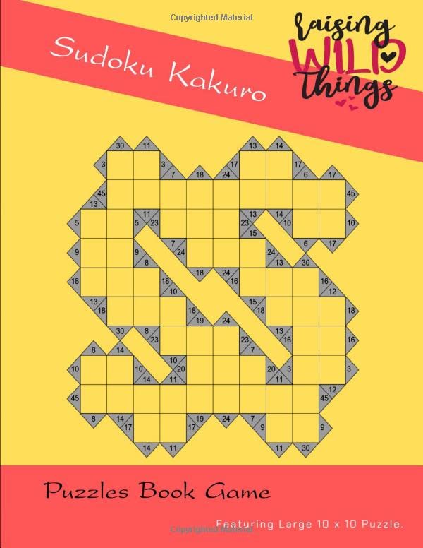 Sudoku kakuro puzzles book game Kakuro sudoku featuring large 10x10