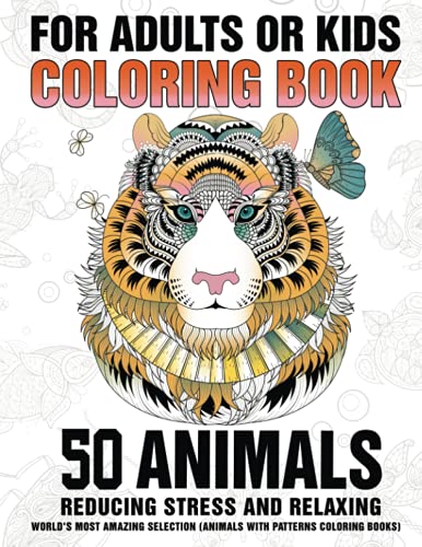 50 Animals Coloring Book : For adults or kids, Reducing stress and ...