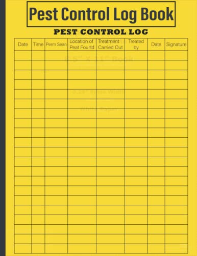 Pest Control Log Book: Chemical Pest &amp; Insect Control Application ...