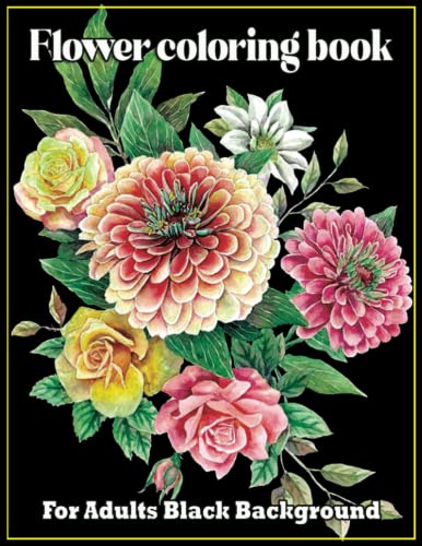 flower mandala coloring book for adult black background: black ...