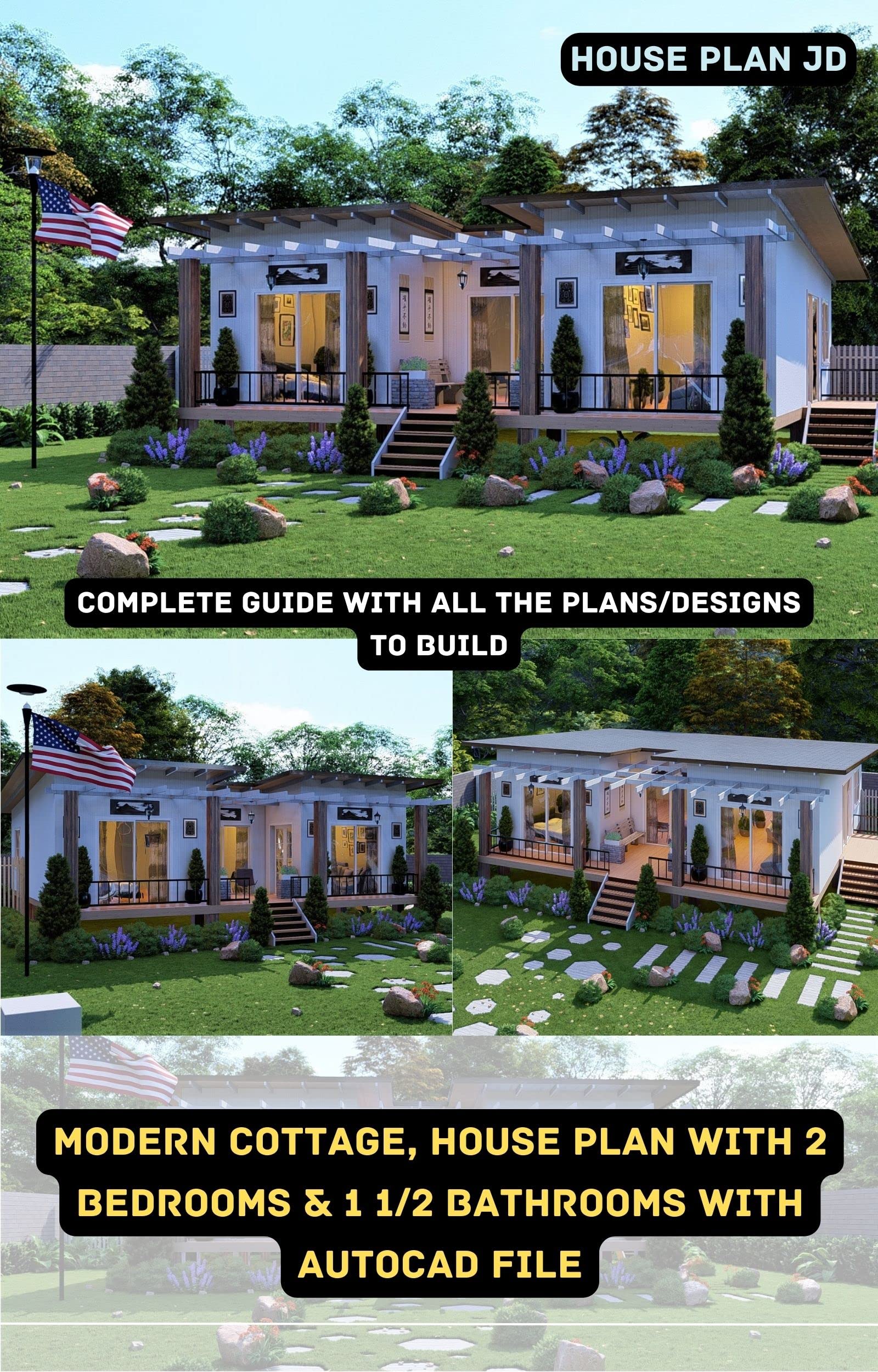 Modern Cottage House Plan with 2 Bedrooms & 2 Bathrooms AutoCAD File Included Complete Guide to