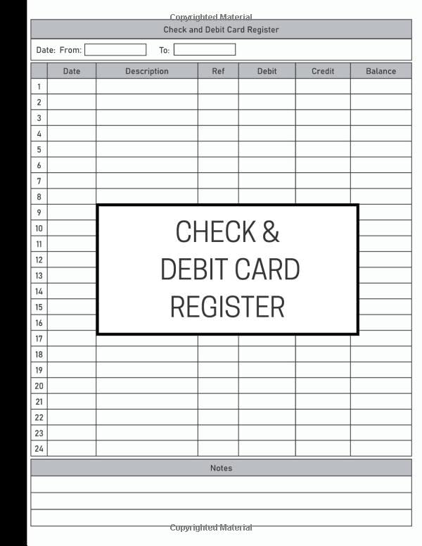 Check and Debit Card Register: Check and Debit Card Log Book Ledger|110 ...