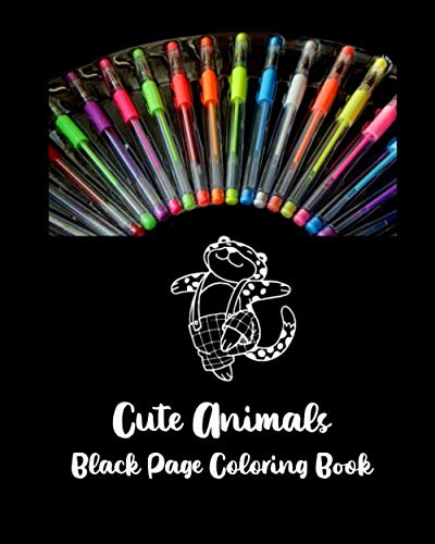 Cute Animals Black Page Coloring - 112572869 