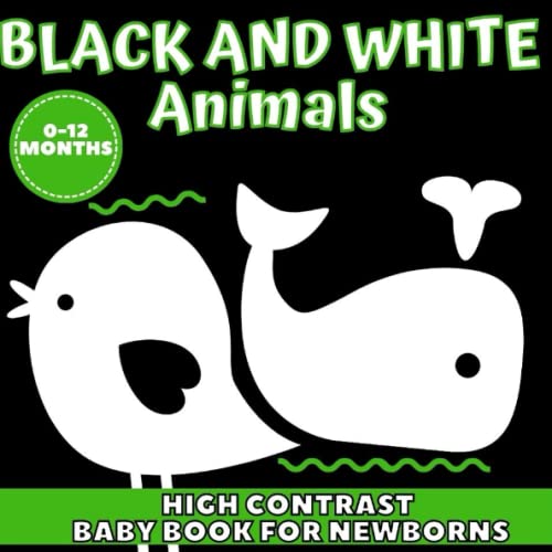 Black And White Animals High Contrast Baby Book For Newborns, Gift Activity From Birth to 012