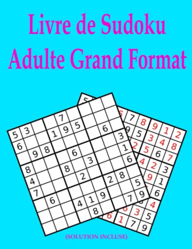 Livre De Sudoku Adulte Grand Format Sudoku Facile Moyen Difficile Avec 