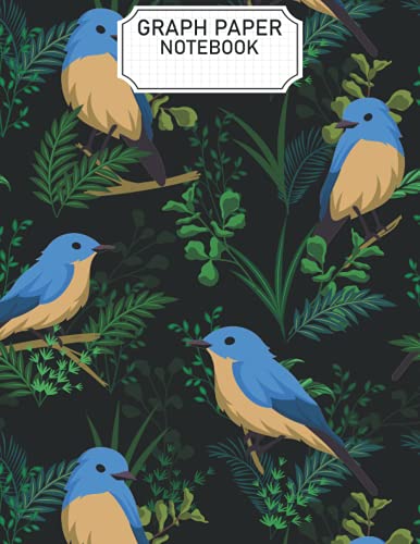 Blue Graph Math Notebook Bluebirds Graph Paper: Bluebirds Graph Paper Notebook 4x4 Quad Rule ...