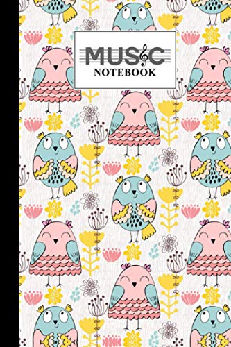 Music Notebook: Owls Music Notebook, Music Writing Notebook | Blank ...
