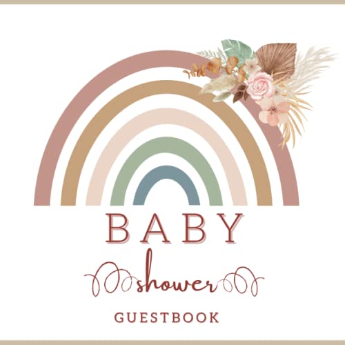 Baby Shower Guest Book Bohemian Floral & Rainbow Theme Boho Baby