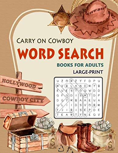 Carry on Cowboy Word Search Books for Adults: Large-Print Puzzles ...