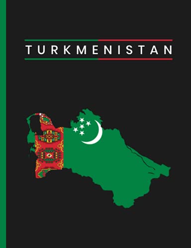 Turkmenistan Flag: Lined Composition Notebook With Flag Map of