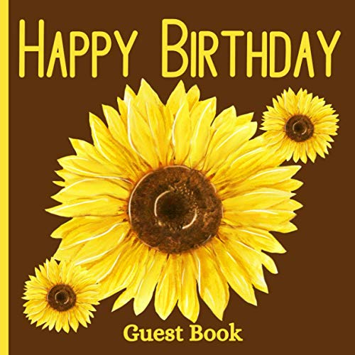Happy Birthday Guest Book Sunflowers Garden Theme Party Decorations