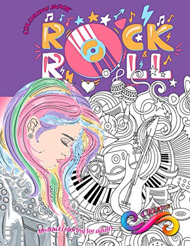 ROCK n ROLL coloring book, Abstract coloring for adults: coloring books