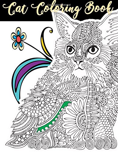 Cat Coloring Book: Cat Animals Coloring Book Large Print One Sided