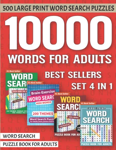 500 Large Print Word Search Puzzles For Adults: 10000 Words & 500 Large ...