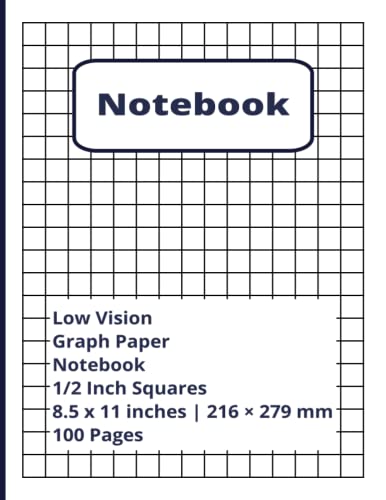 Low vision graph paper notebook bold lines graph papers 1 2 squares 
