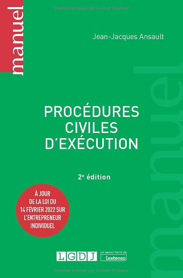 Procédures civiles d'exécution À jour de la loi du 14 février 2022 sur l'entrepreneur