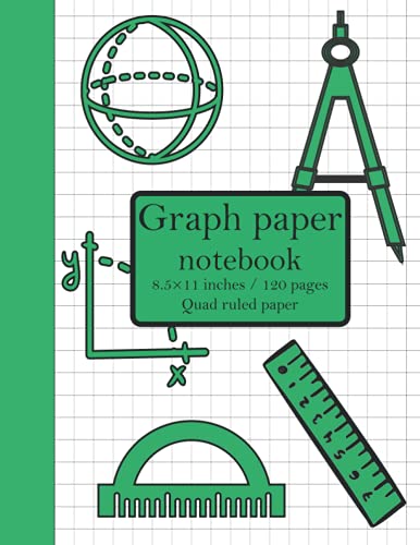 Math notebook graph paper: Quad ruled math notebook - 120 pages grid ...