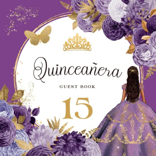 Quinceañera Guest Book Beautiful Purple Lavender and Gold 15th