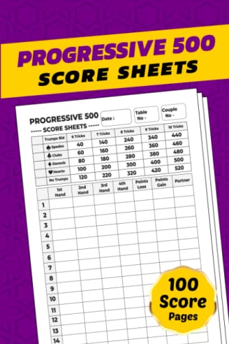 Progressive 500 Score Sheets: Progressive 500 Score Pads | 100 Score ...