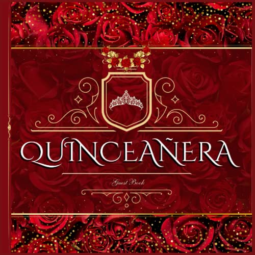 Quinceanera Guest Book Burgundy Flowers & Red Roses Gold Celebration
