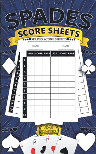 Spades Score Sheets: 121 small Spades Score Cards for Scorekeeping 5x8 ...