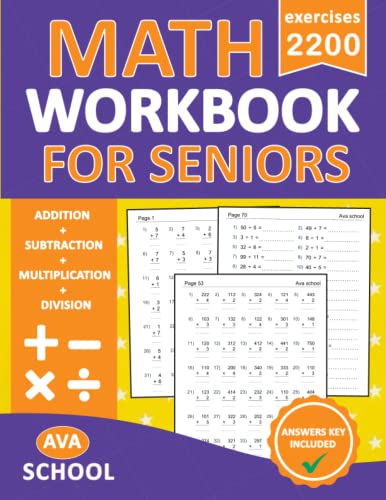 Simple Math Workbook For Seniors Addition,Subtraction,Multiplication And Division Exercises With ...