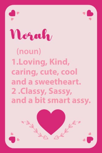 Norah Definition: Personalized Name Notebook for Girls and Women Named